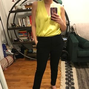 Chartreuse Chiffon Sleeveless Blouse